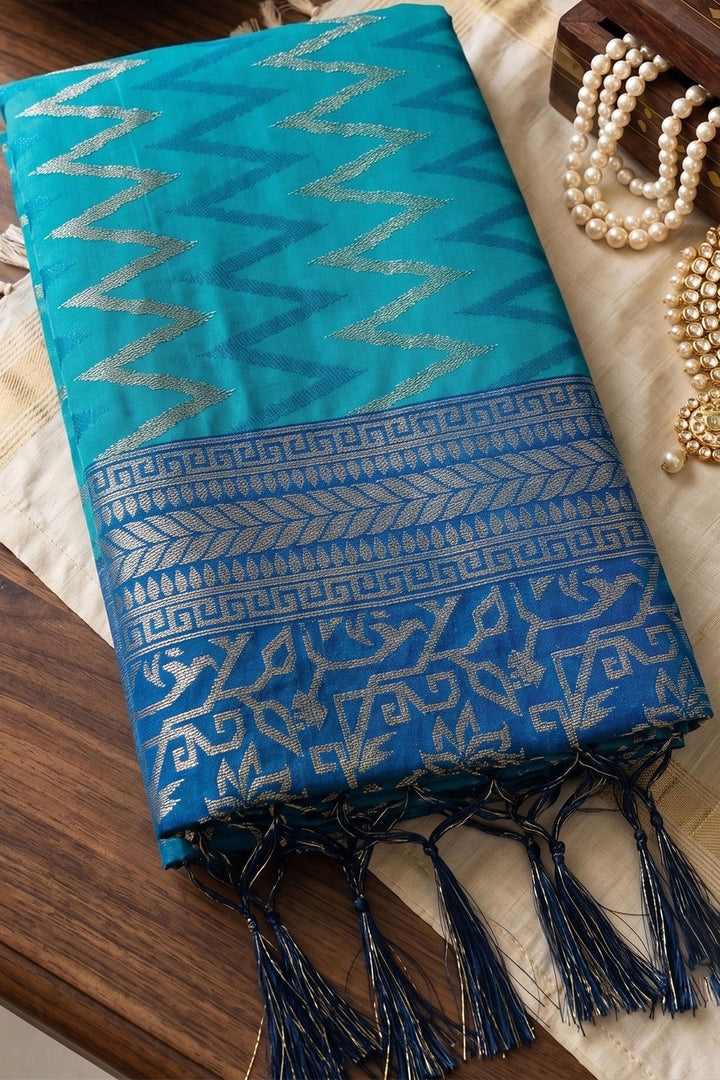 Blue Weaving Work Silk Saree For Function | Buy Online India