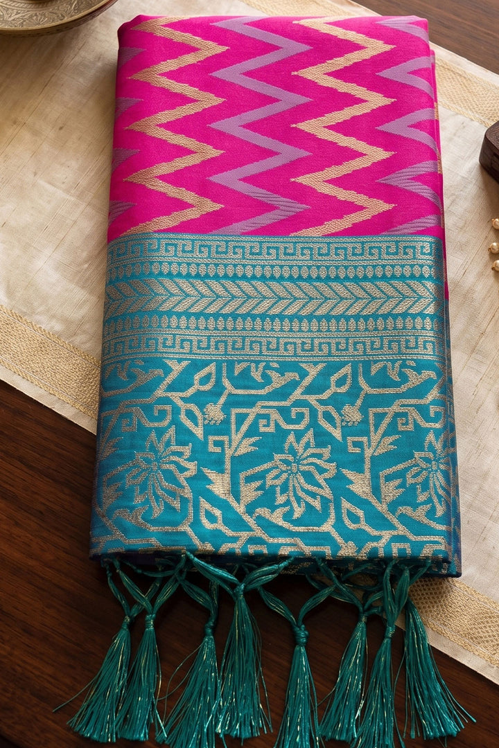 Function Wear Weaving Work Silk Saree In Rani Color | Buy Online India