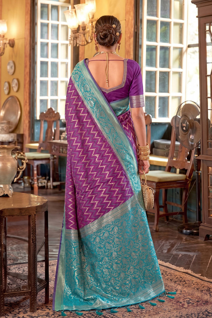 Weaving Work Function Wear Silk Saree In Purple Color | Buy Online India