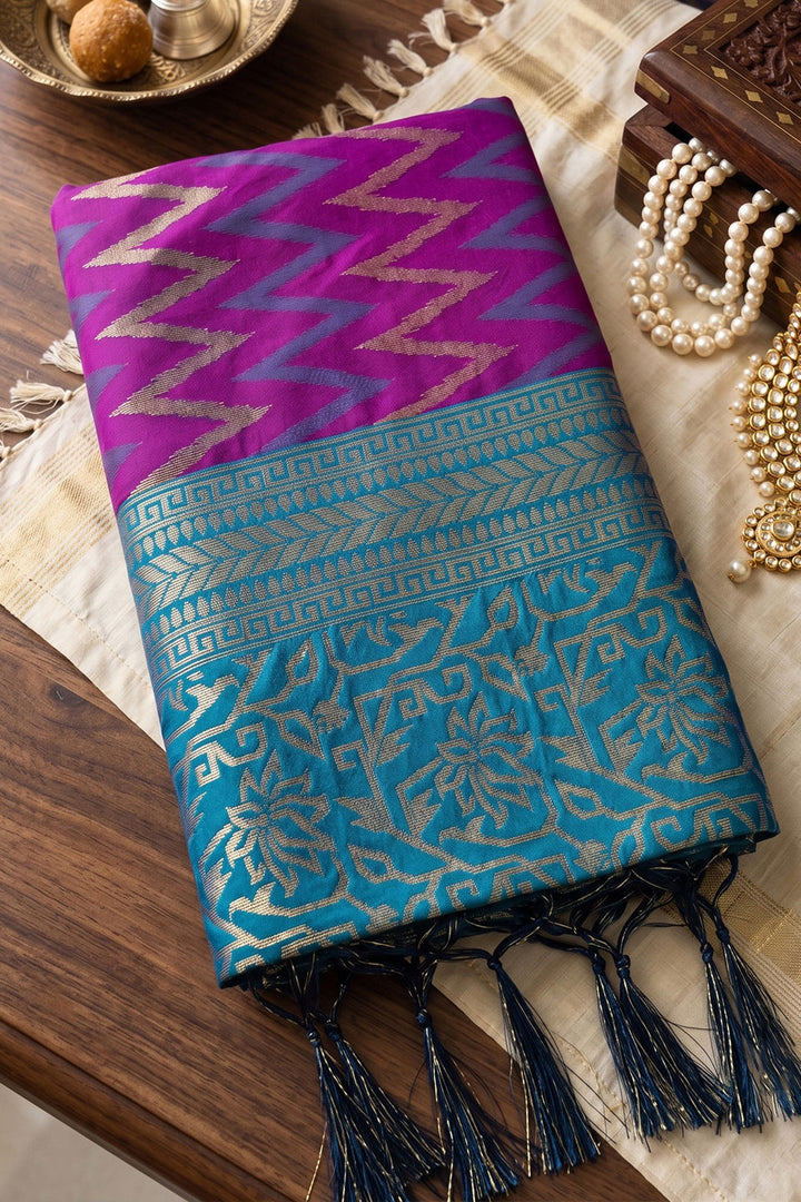 Weaving Work Function Wear Silk Saree In Purple Color | Buy Online India