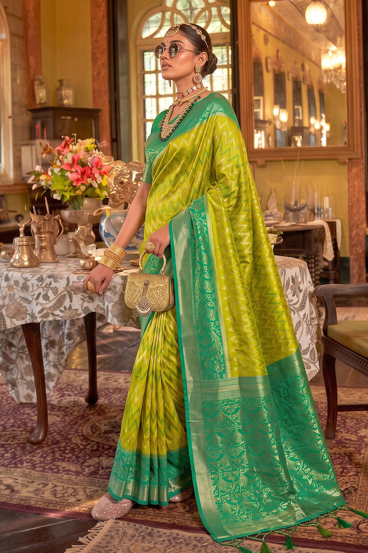 Function Style Sea Green Silk Saree With Weaving Work | Buy Online India