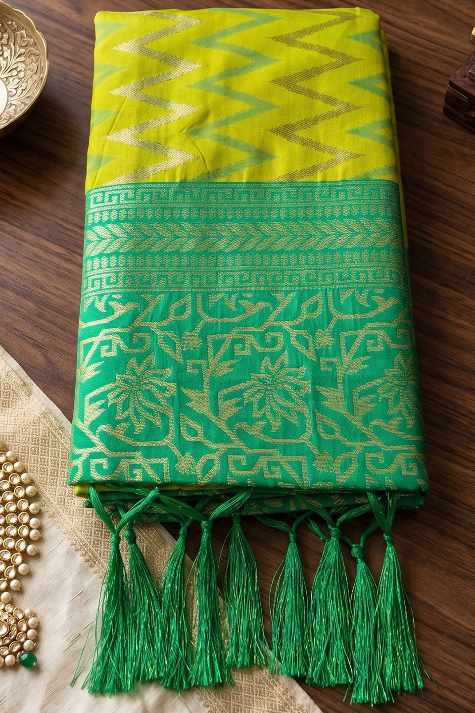 Function Style Sea Green Silk Saree With Weaving Work | Buy Online India