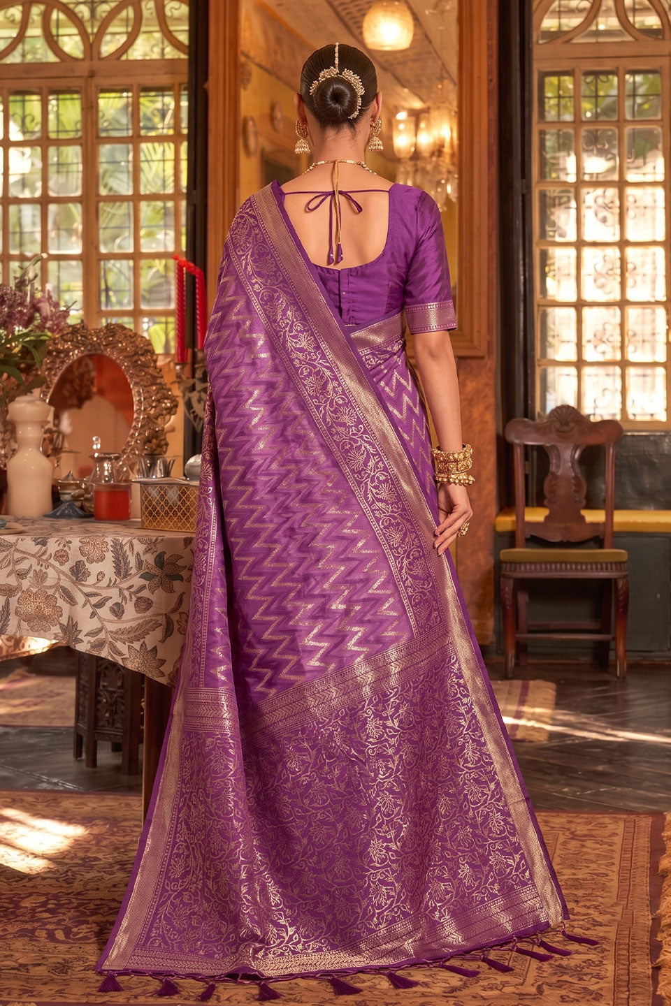 Purple Color Weaving Work Silk Saree For Function | Buy Online India