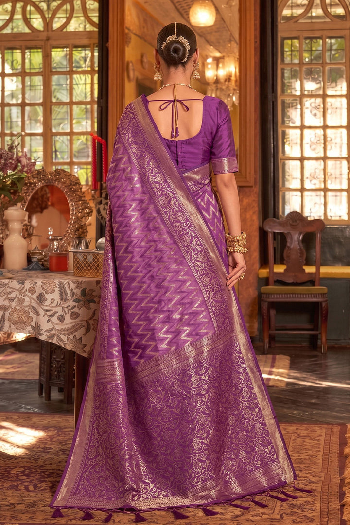 Purple Color Weaving Work Silk Saree For Function | Buy Online India