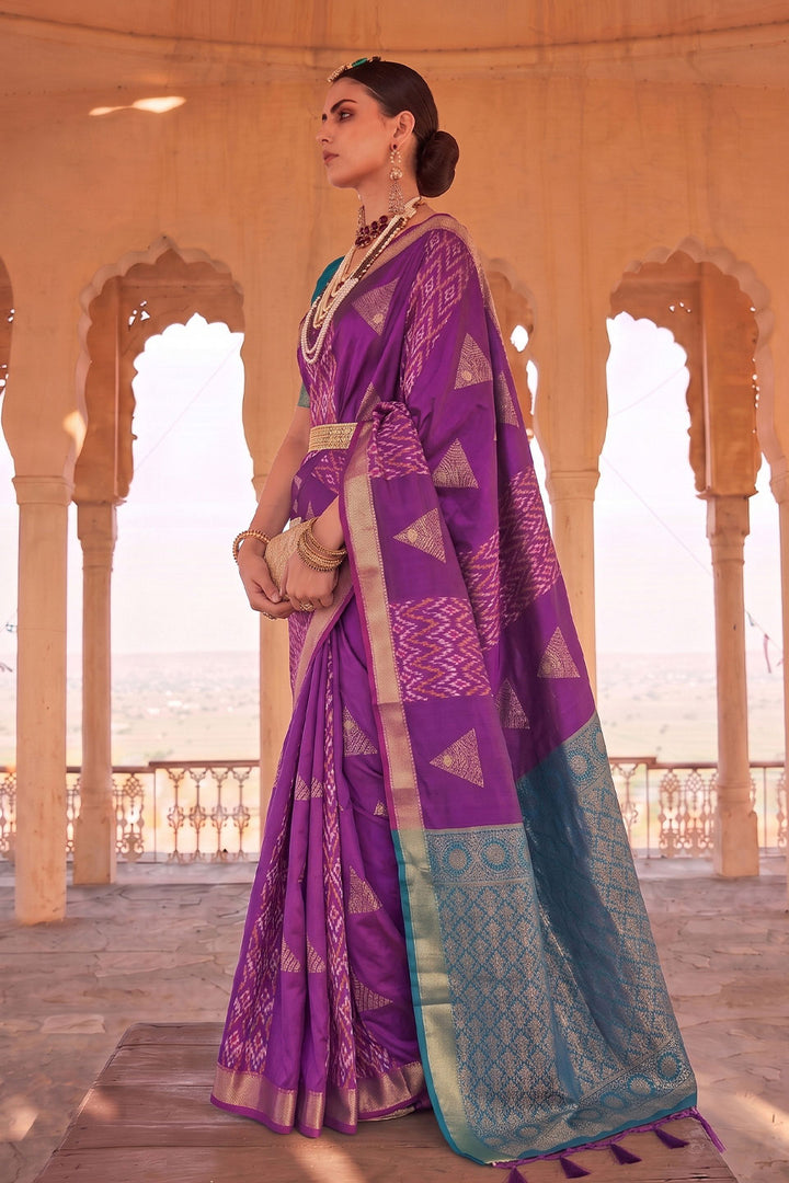 Soft Silk Weaving Work Saree In Purple Color | Buy Online India