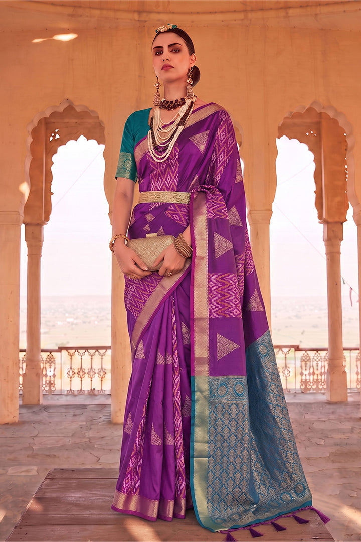 Soft Silk Weaving Work Saree In Purple Color | Buy Online India