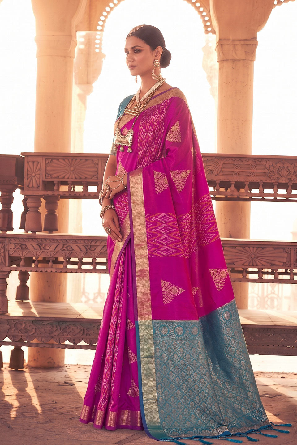 Magenta Soft Silk Weaving Work Saree For Function | Buy Online India