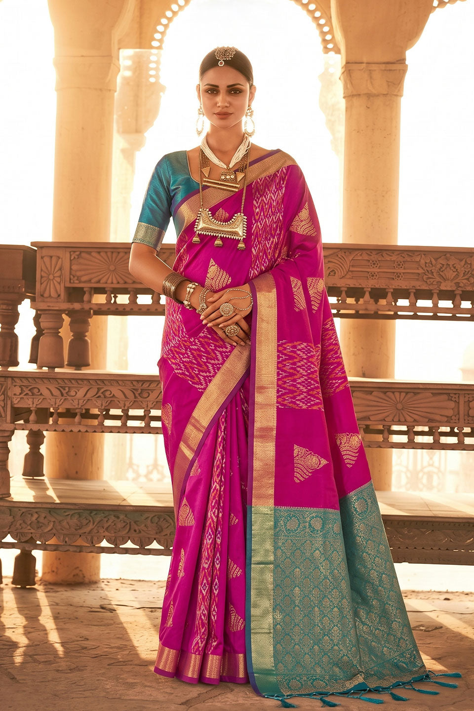 Magenta Soft Silk Weaving Work Saree For Function | Buy Online India