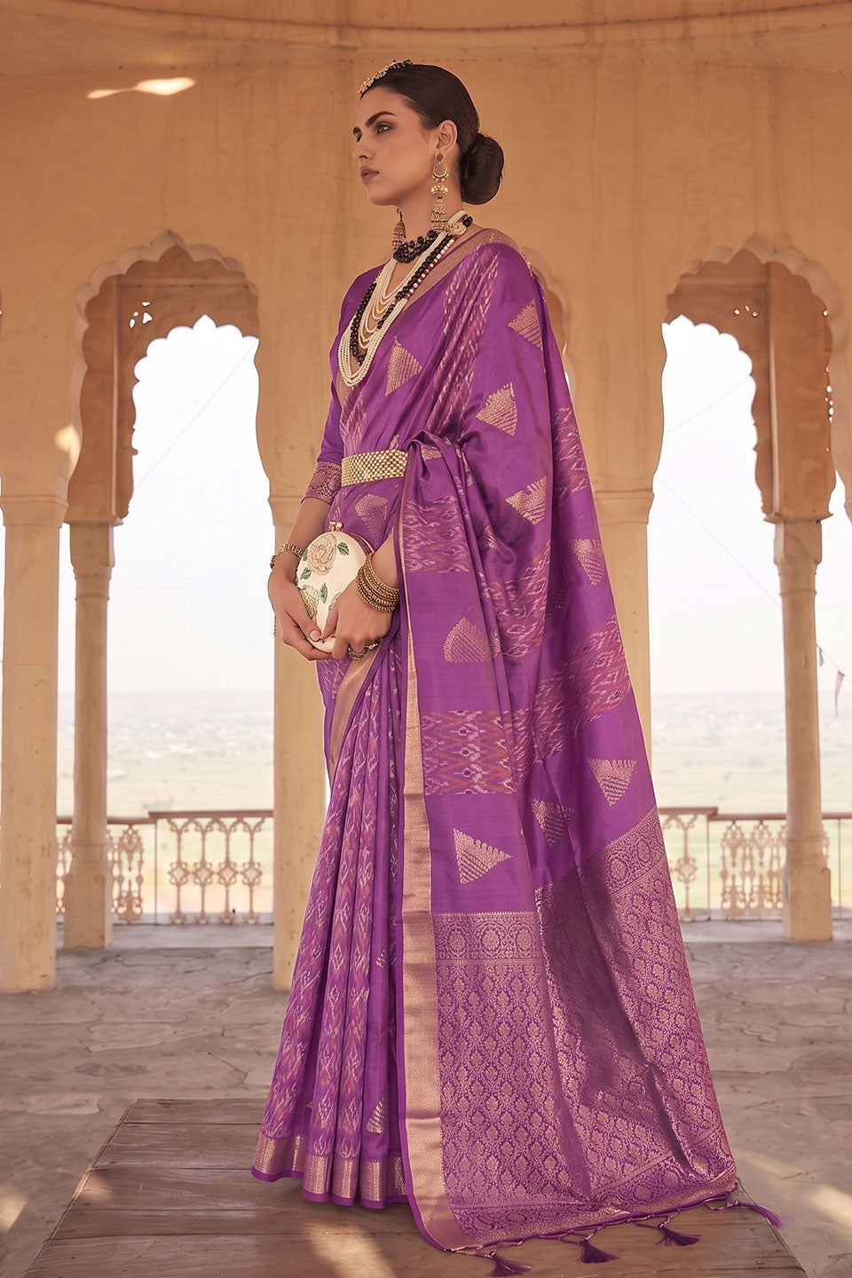 Soft Silk Weaving Work Saree In Lavender Color | Buy Online India