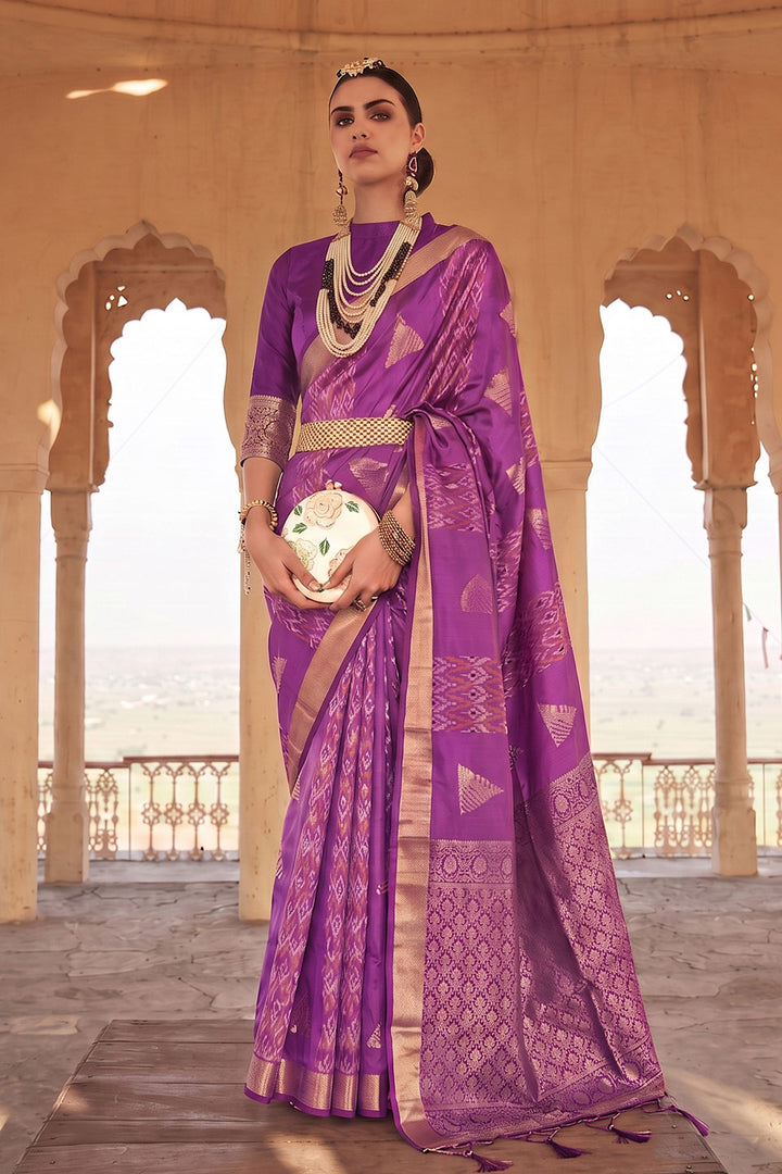 Soft Silk Weaving Work Saree In Lavender Color | Buy Online India