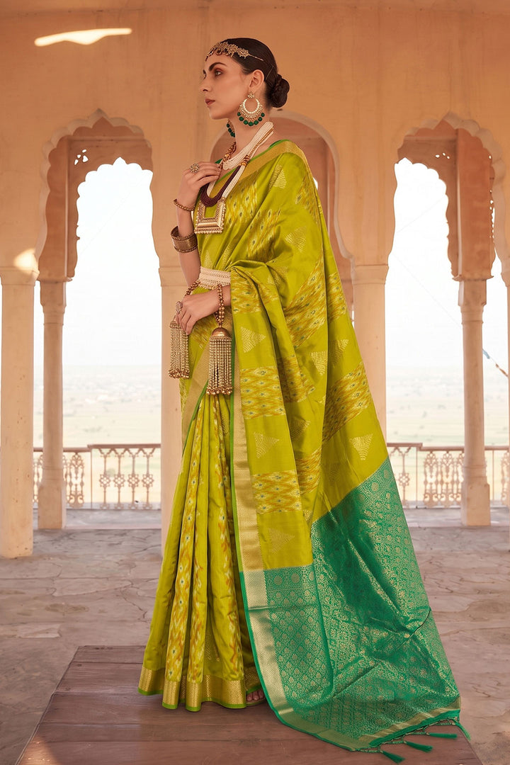 Green Soft Silk Weaving Work Function Style Saree | Buy Online India