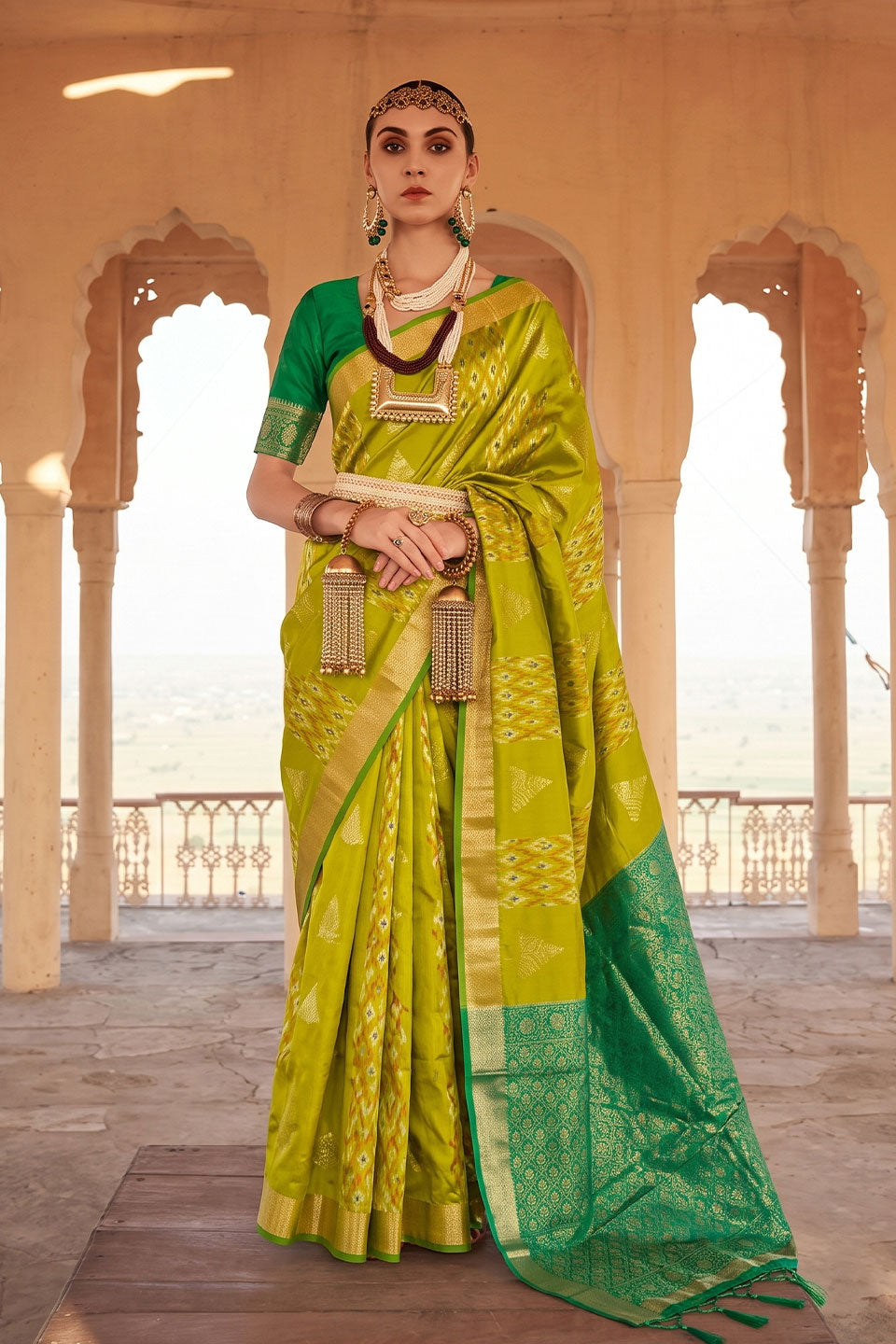 Green Soft Silk Weaving Work Function Style Saree | Buy Online India