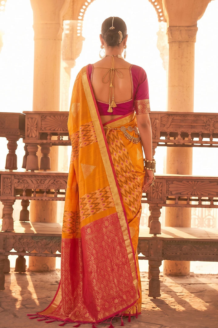 Soft Silk Orange Weaving Work Saree For Function | Buy Online India