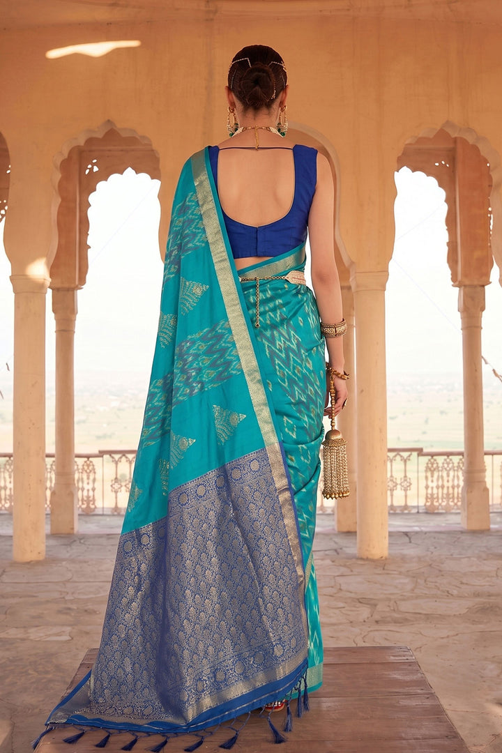 Sky Blue Soft Silk Function Wear Weaving Work Saree | Buy Online India