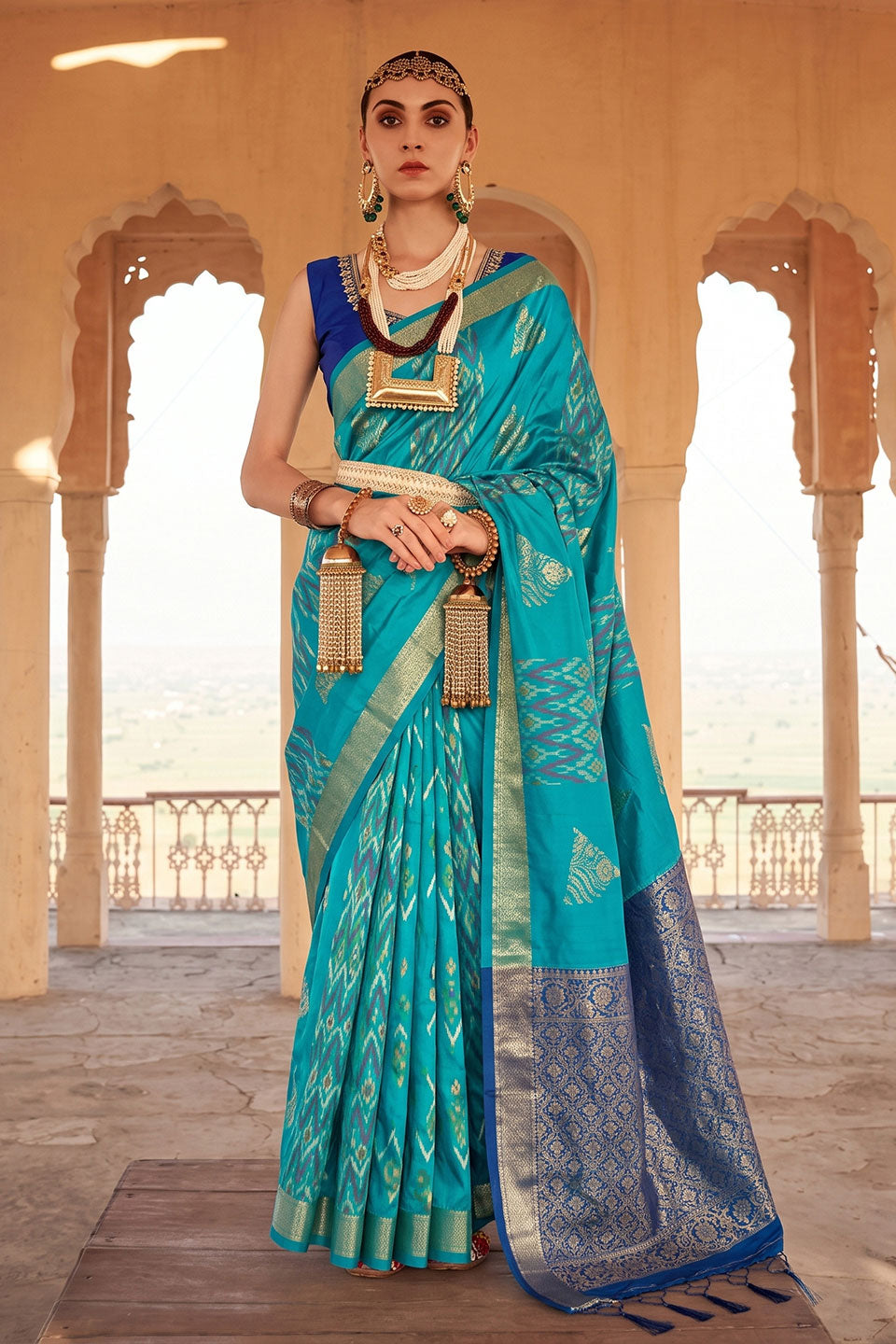 Sky Blue Soft Silk Function Wear Weaving Work Saree | Buy Online India