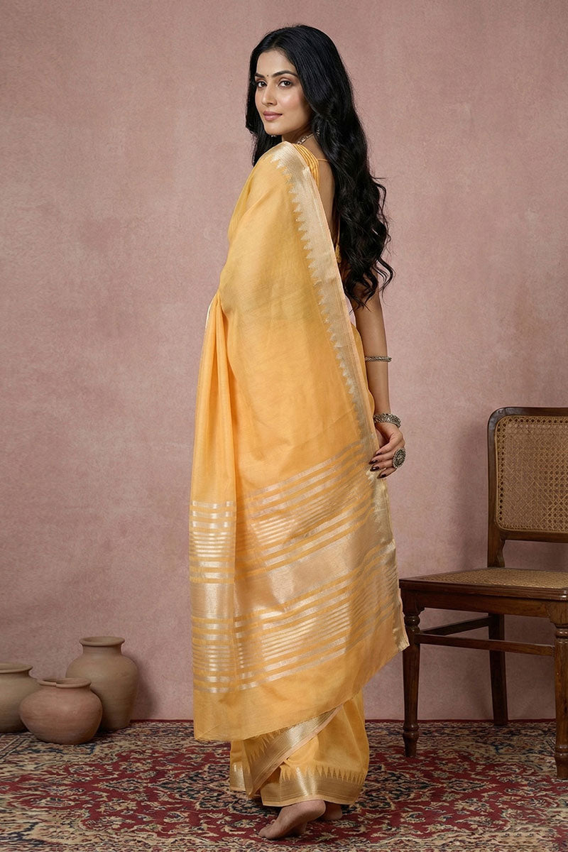 Excellent Yellow Cotton Saree For Festive | Buy Online India