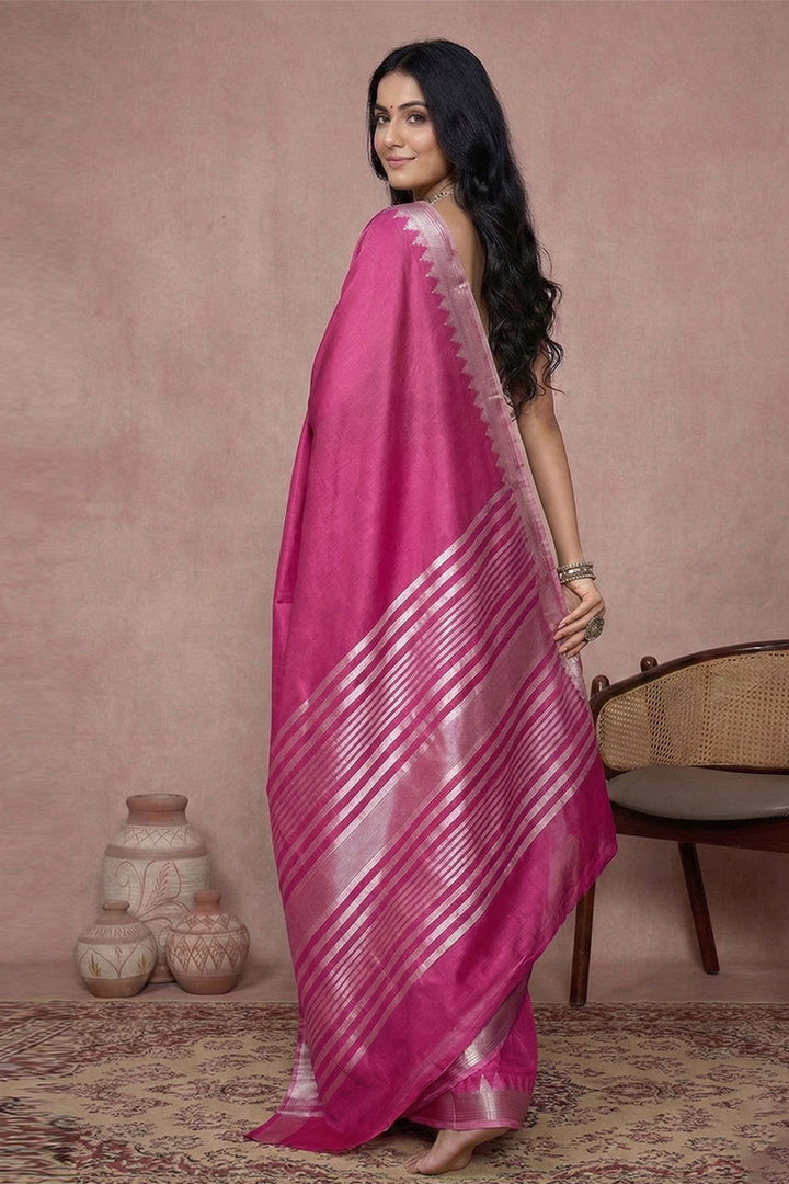 Engaging Rani Color Cotton Weaving Work Saree | Buy Online India