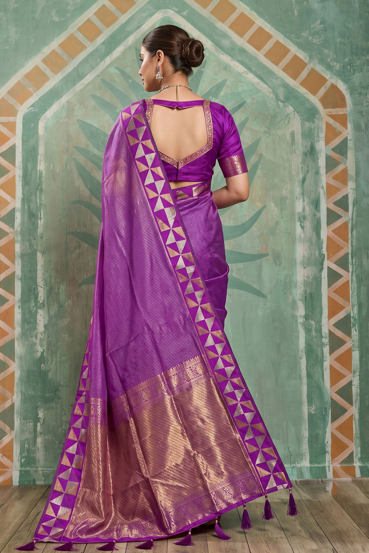 Trendy Art Silk Purple Saree With Weaving Designs | Buy Online India
