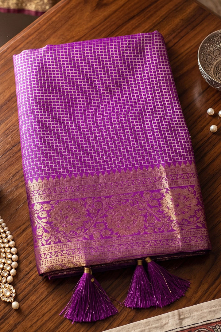 Trendy Art Silk Purple Saree With Weaving Designs | Buy Online India