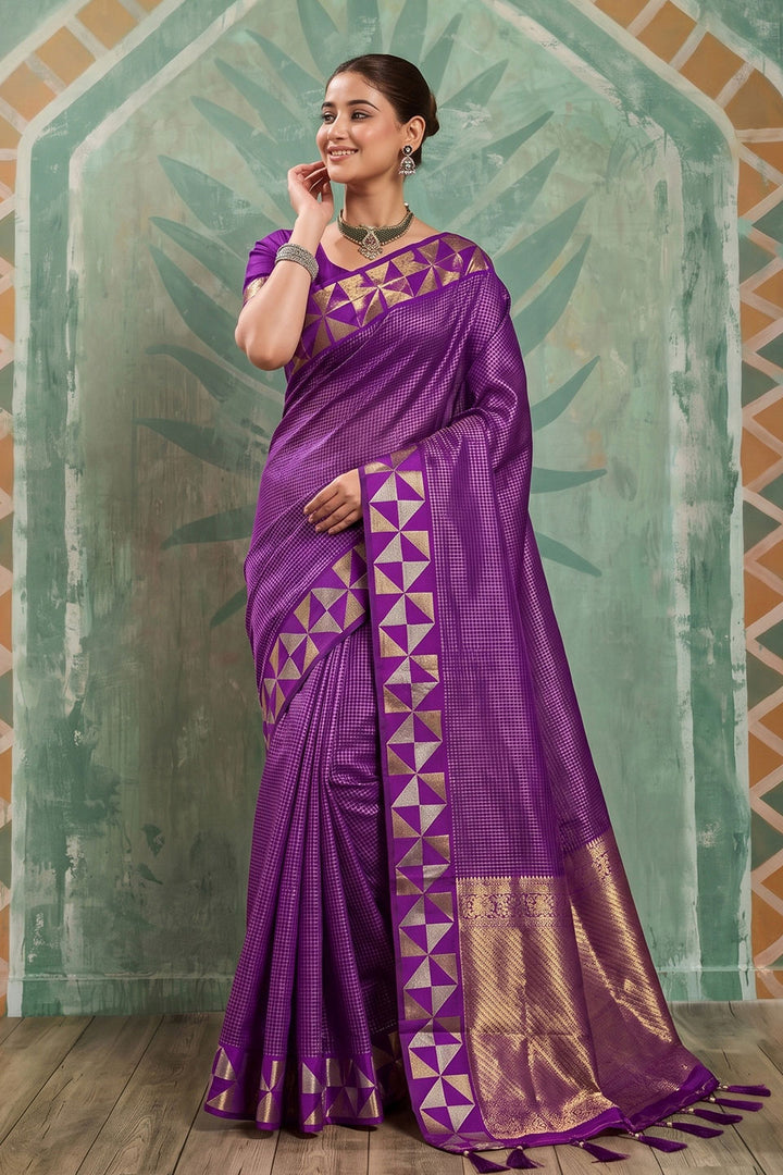 Trendy Art Silk Purple Saree With Weaving Designs | Buy Online India
