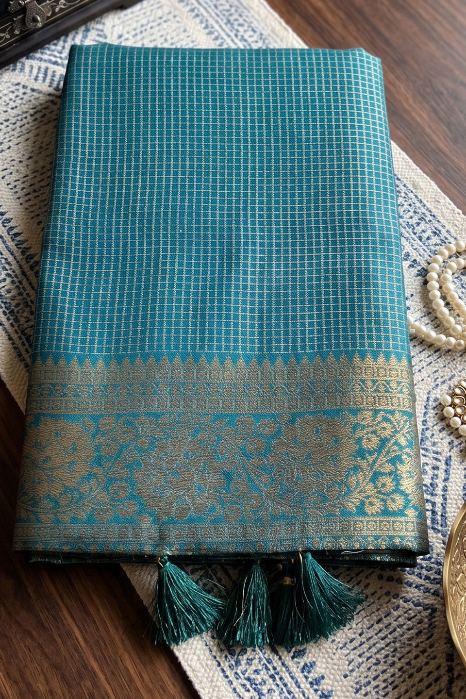 Teal Color Weaving Designs On Art Silk Chic Saree | Buy Online India
