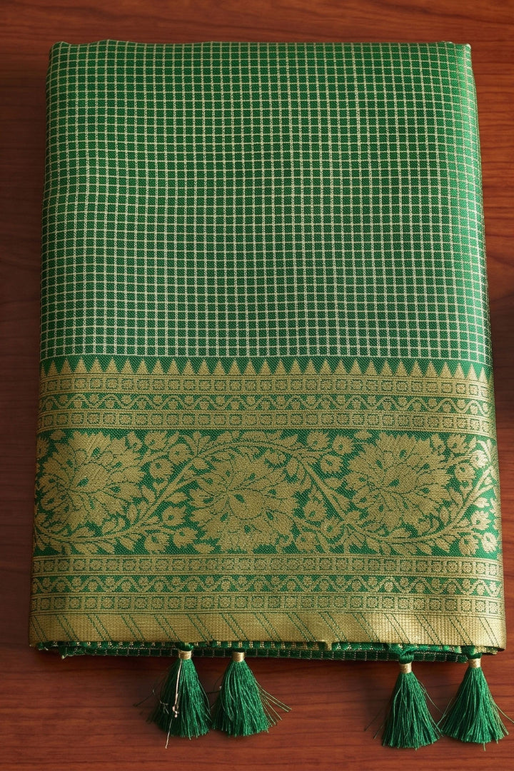 Weaving Designs On Art Silk Green Gorgeous Saree | Buy Online India