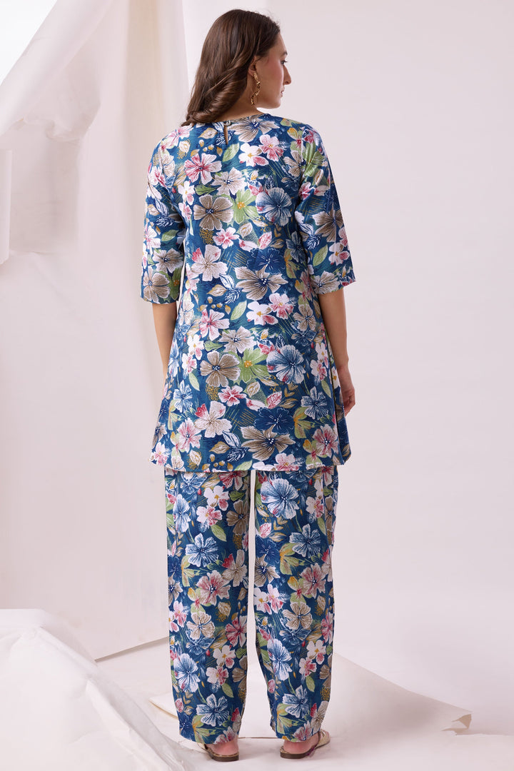 Exclusive Cotton Fabric Printed Trendy Blue Color Co Ord Set | Buy Online India