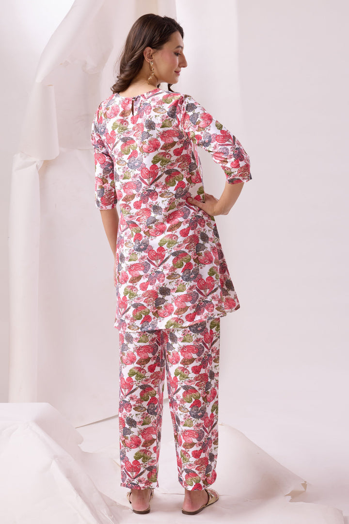 Exclusive Printed White Color Beautiful Cotton Fabric Co Ord Set | Buy Online India