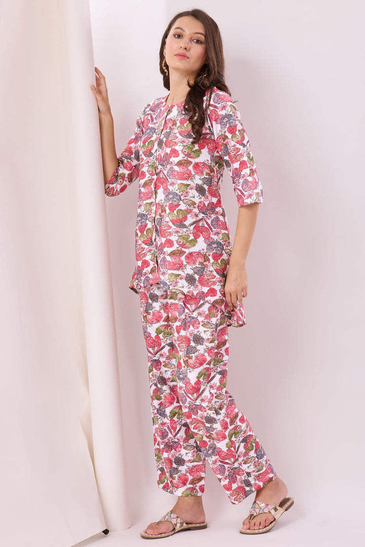 Exclusive Printed White Color Beautiful Cotton Fabric Co Ord Set | Buy Online India