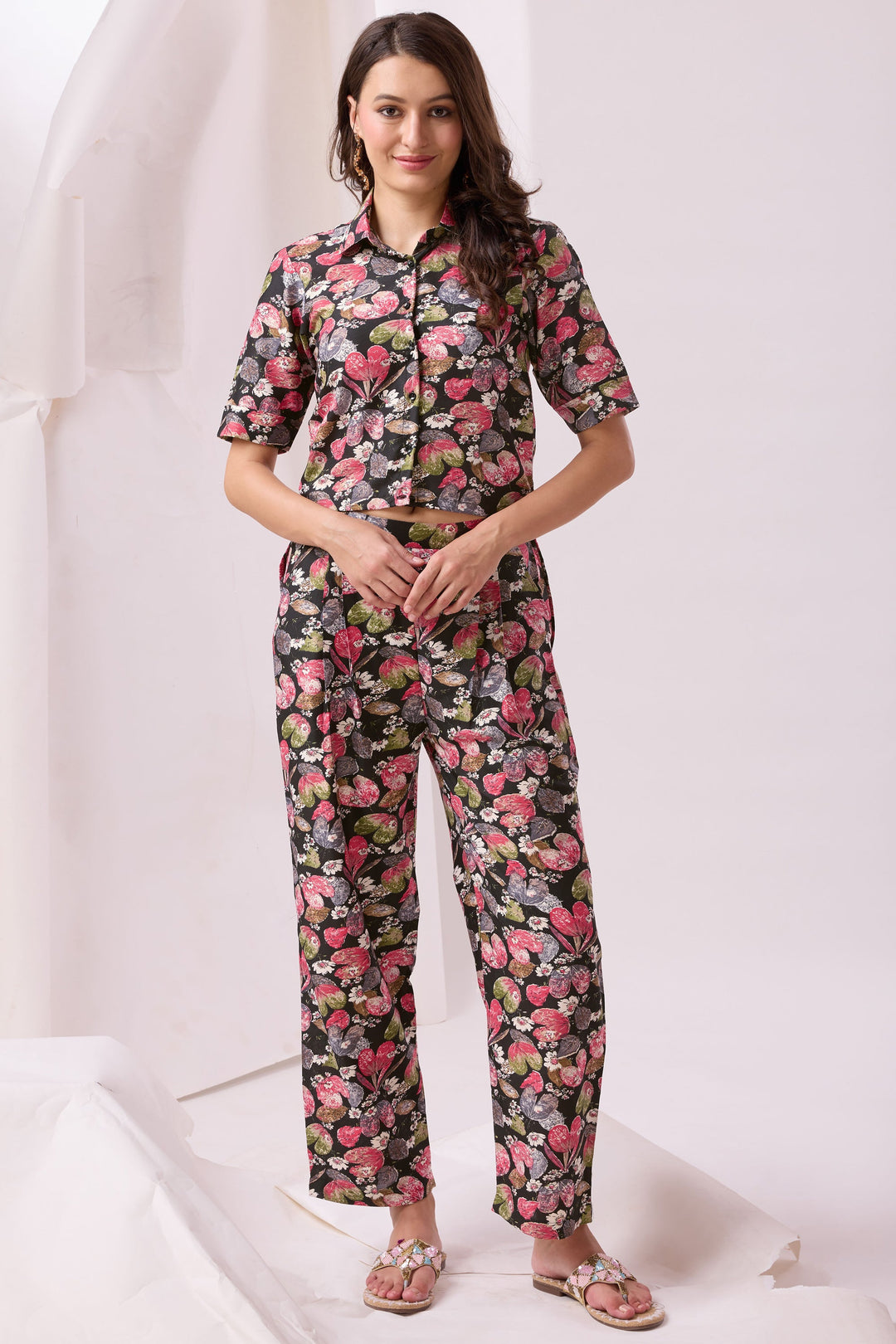 Exclusive Black Color Printed Cotton Fabric Stylish Co Ord Set | Buy Online India