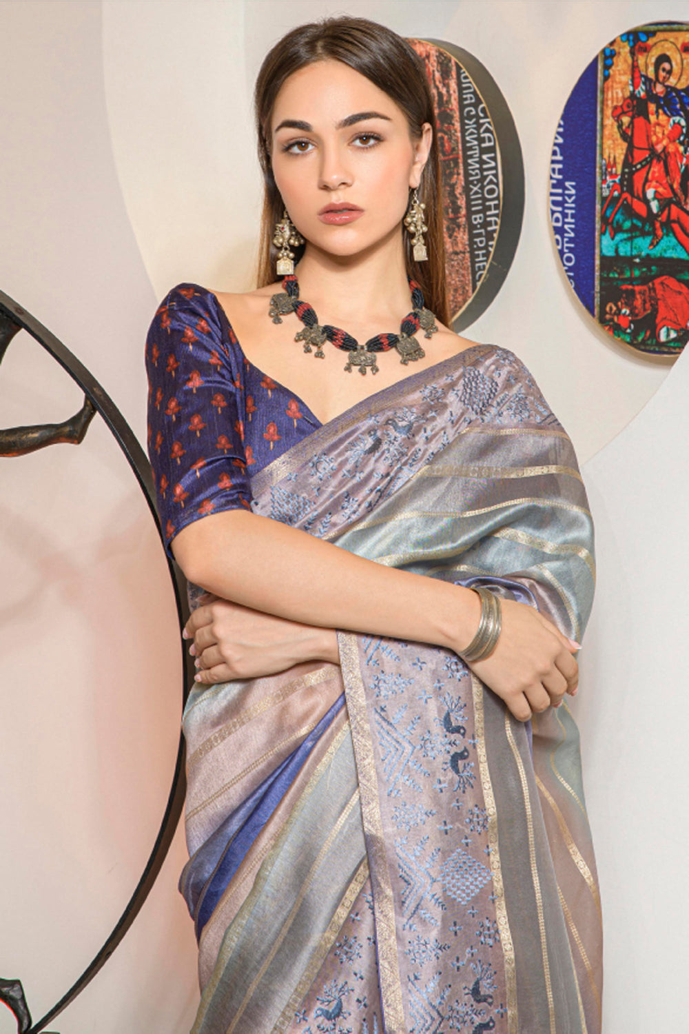 Multi Color Pleasant Organza Fabric Printed Festive Wear Saree | Buy Online India