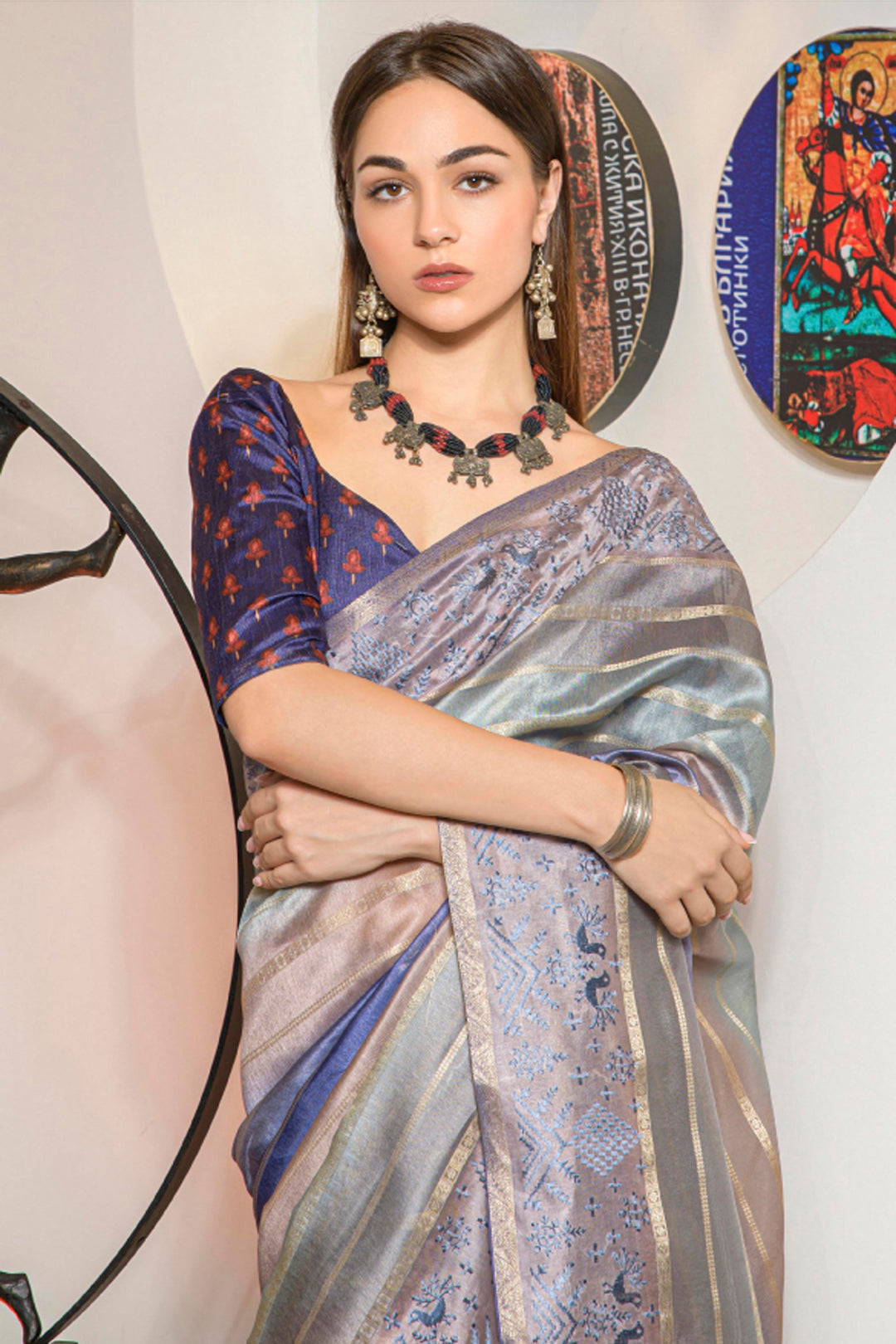 Multi Color Pleasant Organza Fabric Printed Festive Wear Saree | Buy Online India