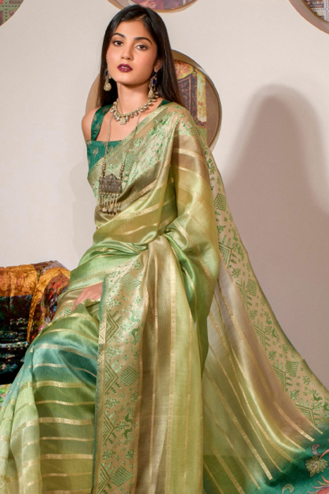 Imposing Organza Fabric Printed Festive Wear Saree In Multi Color | Buy Online India