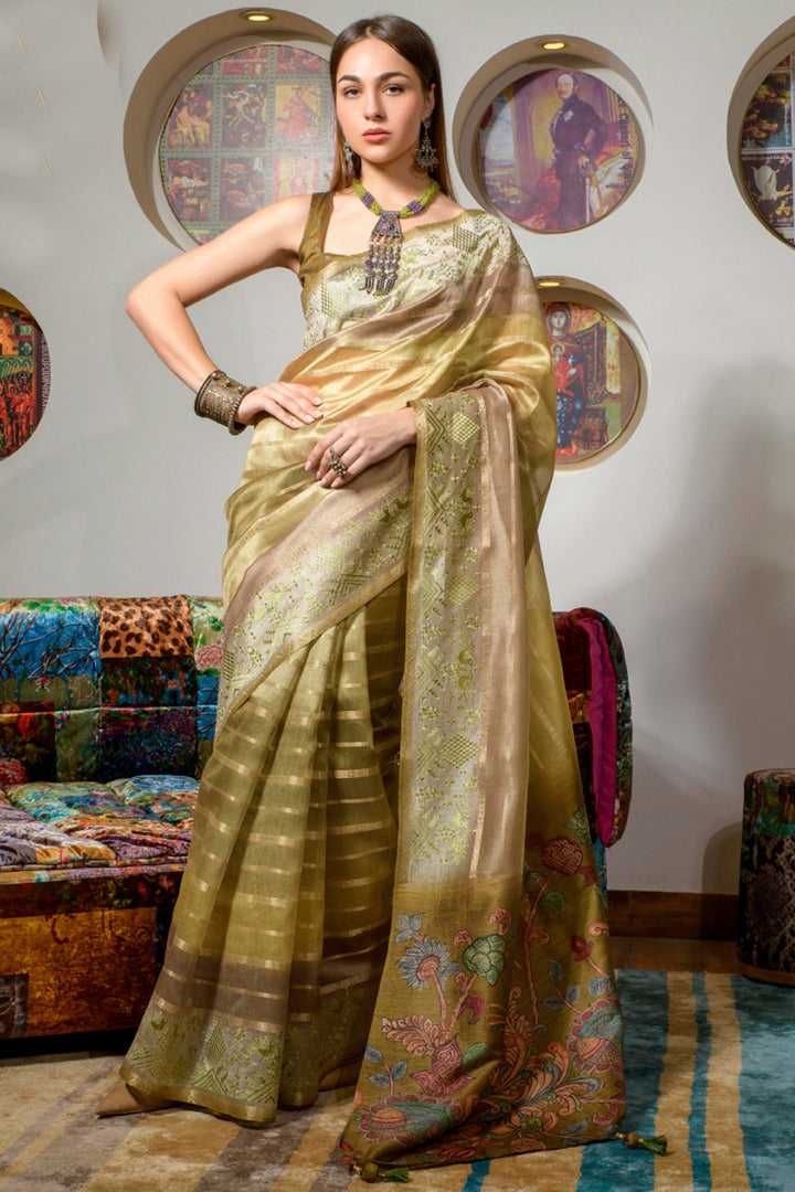 Multi Color Glorious Organza Fabric Printed Festive Wear Saree | Buy Online India