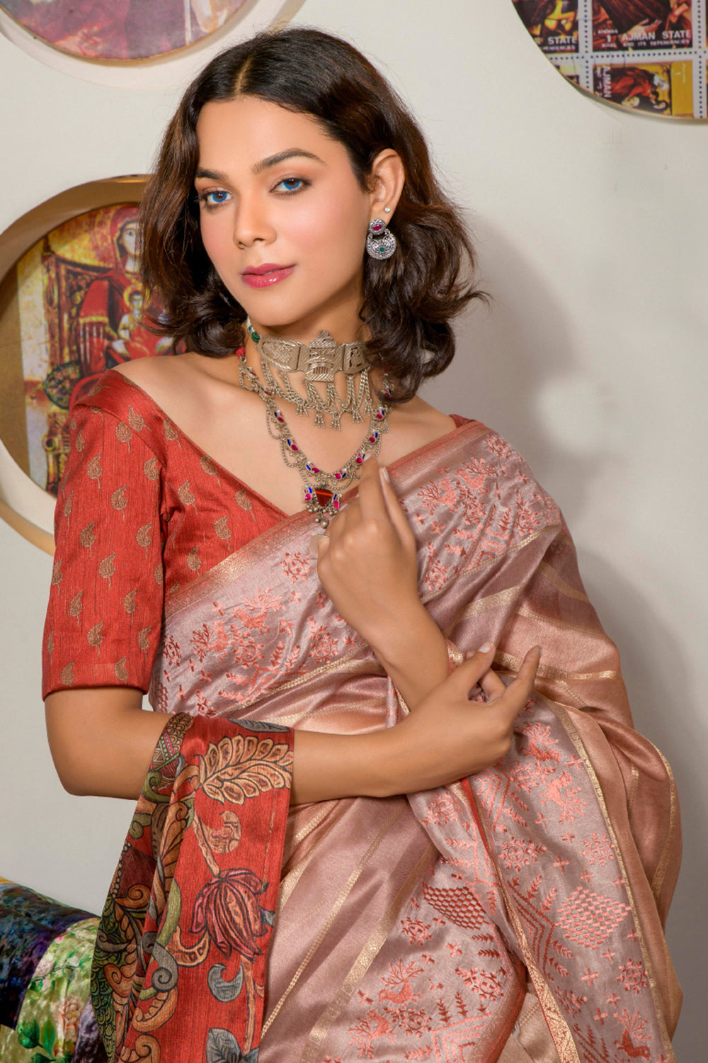 Blazing Multi Color Organza Fabric Printed Festive Wear Saree | Buy Online India
