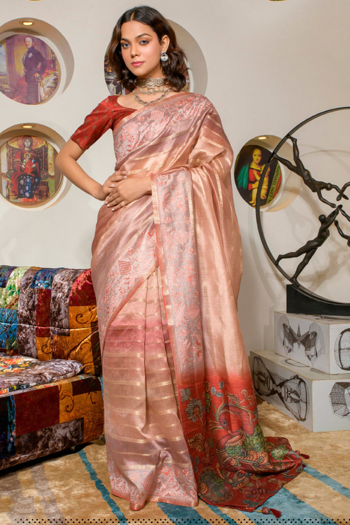 Blazing Multi Color Organza Fabric Printed Festive Wear Saree | Buy Online India