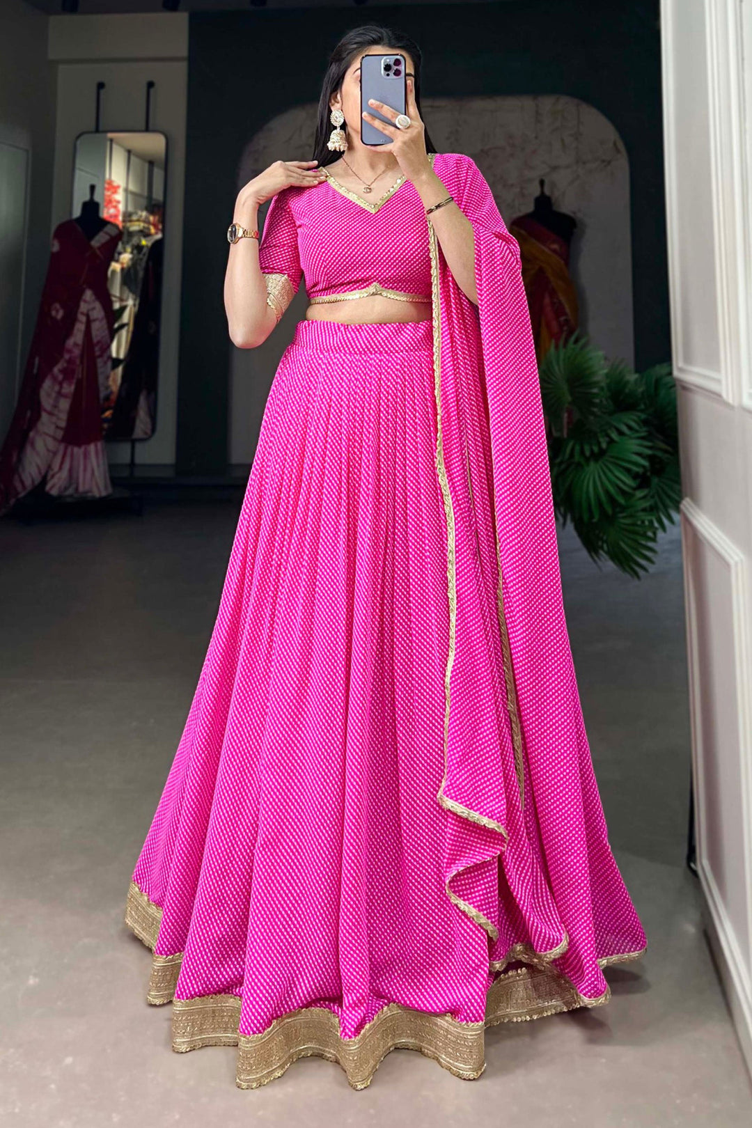 Georgette Fabric Charismatic Lehenga In Pink Color In Printed Work | Buy Online India