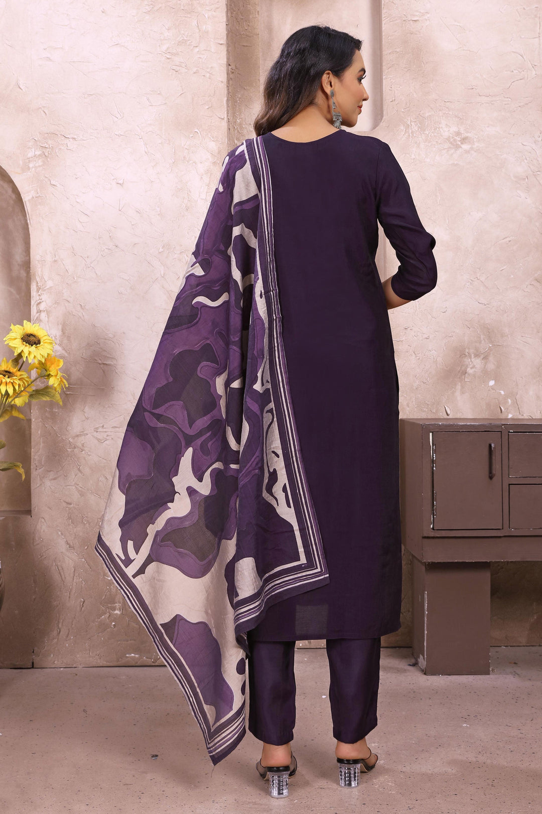 Blazing Purple Color Festive Wear Readymade Art Silk Salwar Suit | Buy Online India