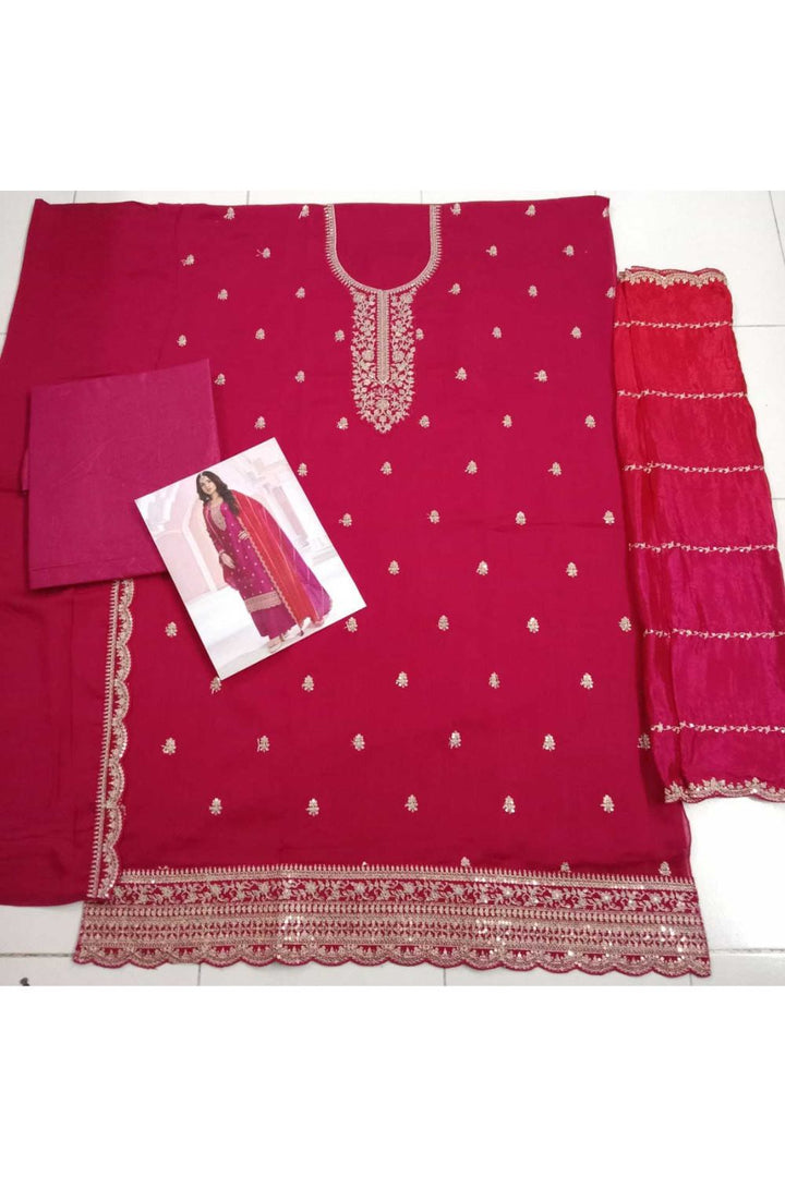 Nidhi shah Charming Rani Color Vichitra Fabric Palazzo Suit | Buy Online India