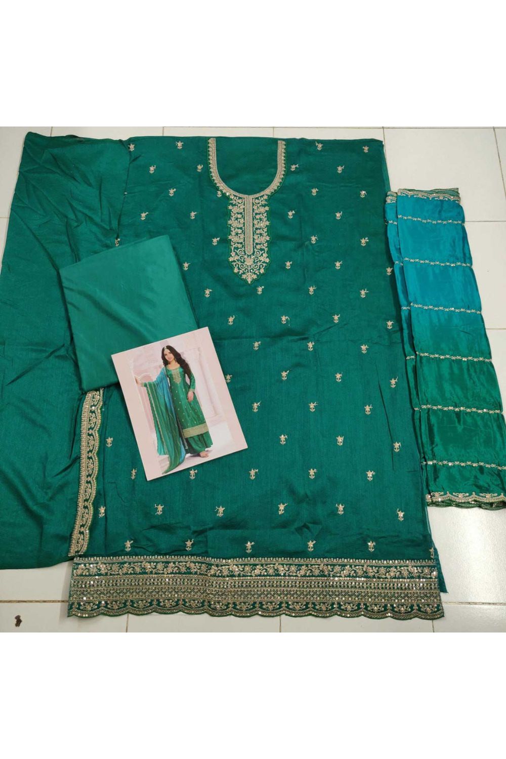 Nidhi shah Vichitra Fabric Green Color Supreme Palazzo Suit | Buy Online India