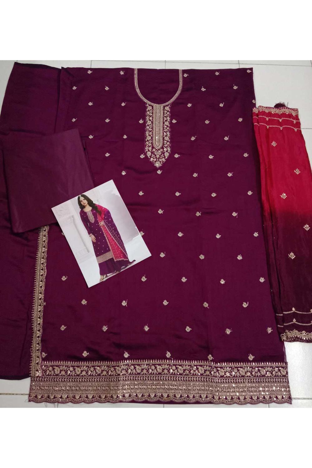 Nidhi shah Alluring Vichitra Fabric Wine Color Palazzo Suit | Buy Online India