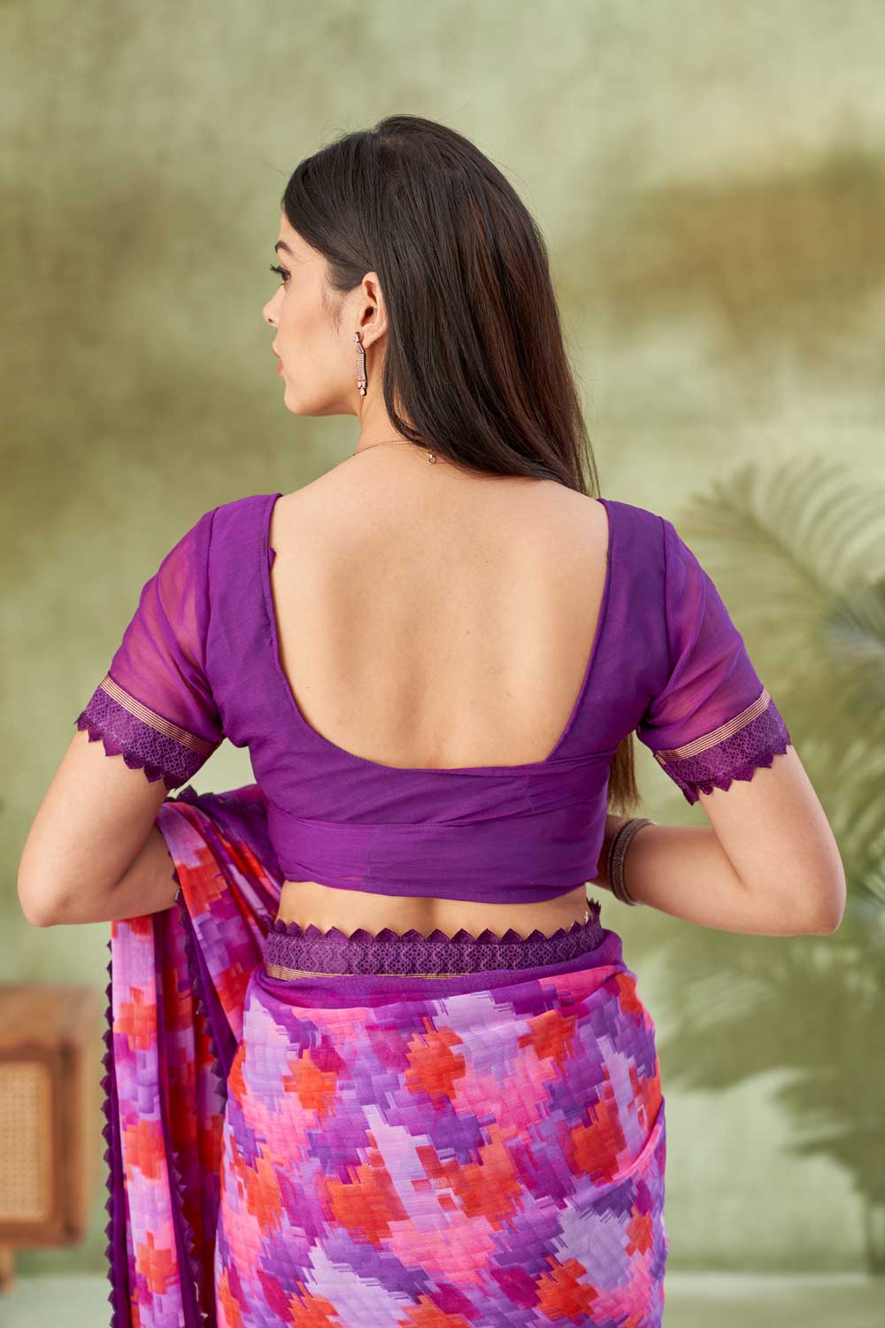 Classic Purple Color Printed Saree In Chiffon Fabric | Buy Online India