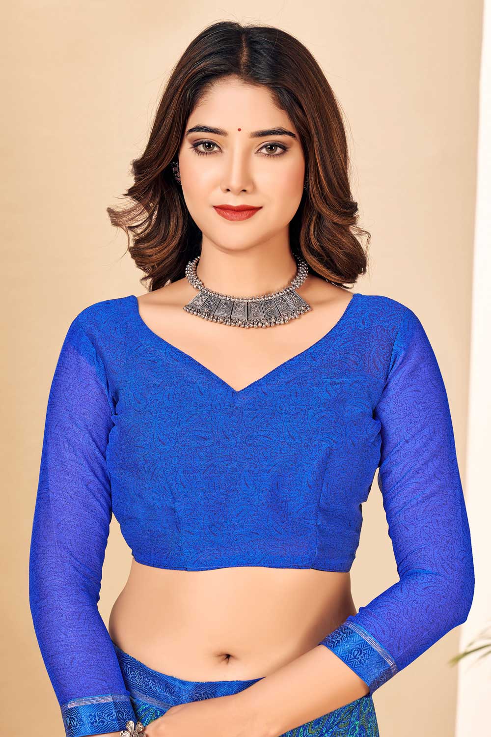 Radiant Blue Color Chiffon Saree | Buy Online India
