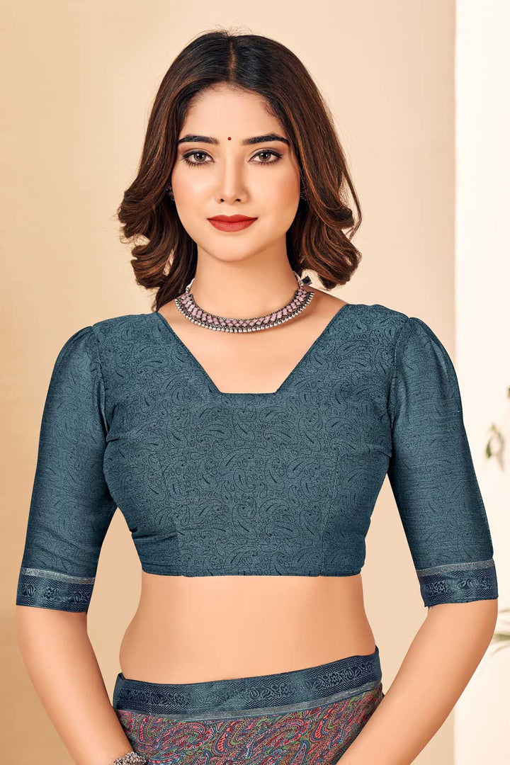 Grey Color Beatific Chiffon Saree | Buy Online India