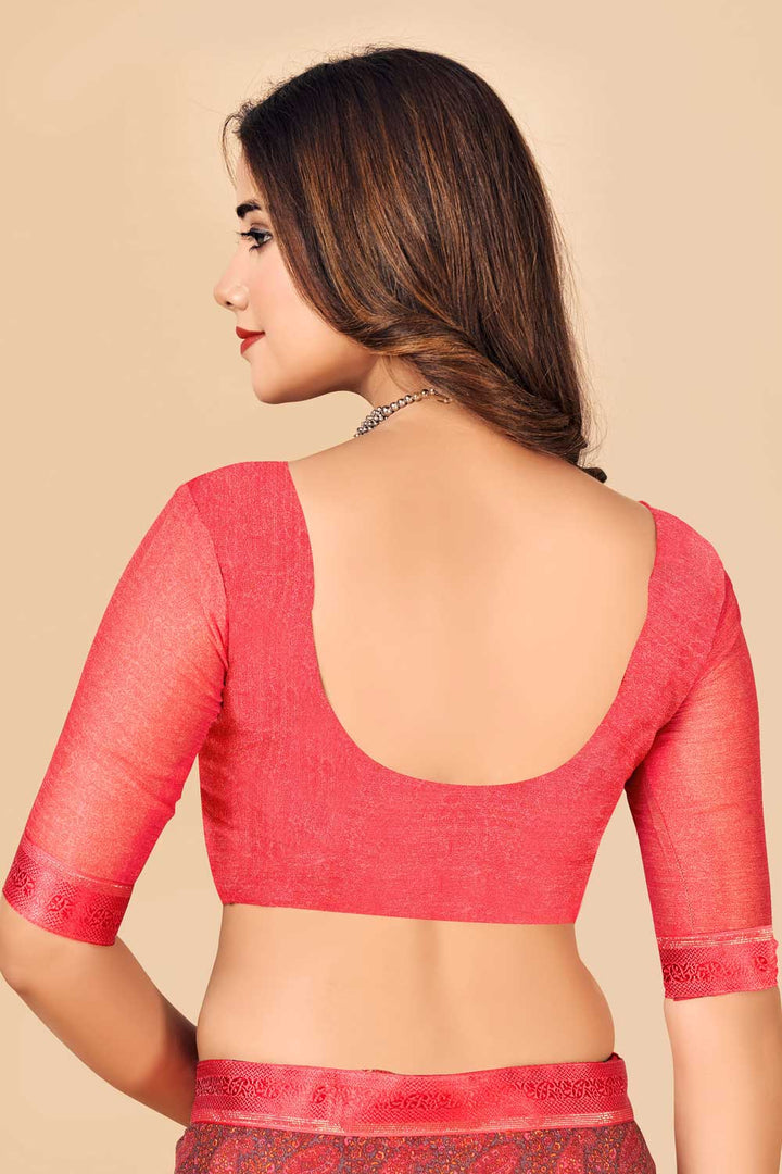 Beguiling Peach Color Chiffon Saree | Buy Online India