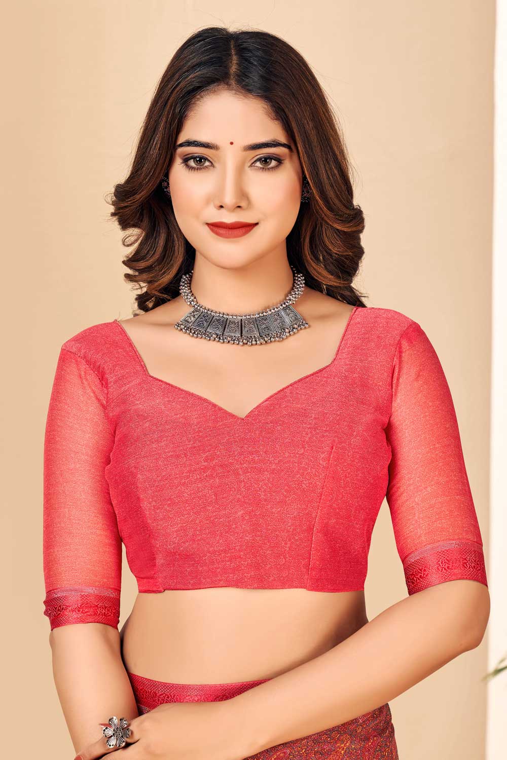 Beguiling Peach Color Chiffon Saree | Buy Online India