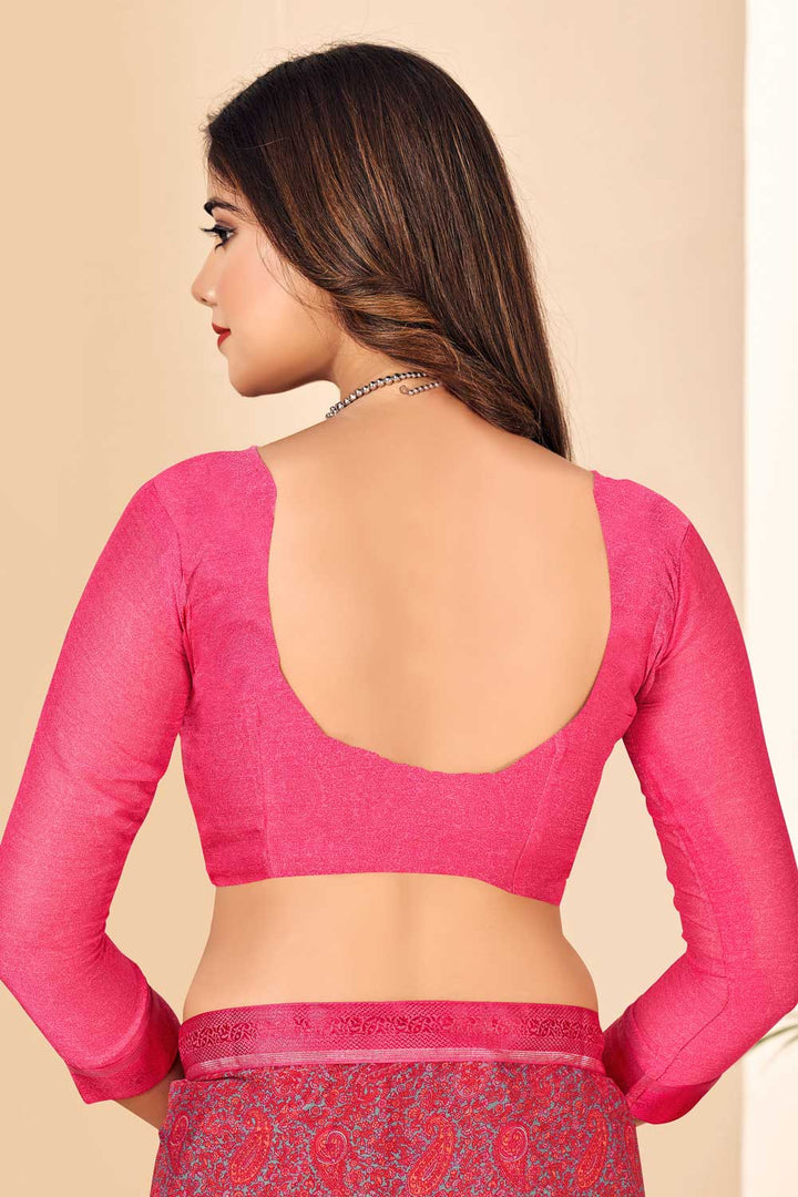 Tempting Pink Color Chiffon Saree | Buy Online India