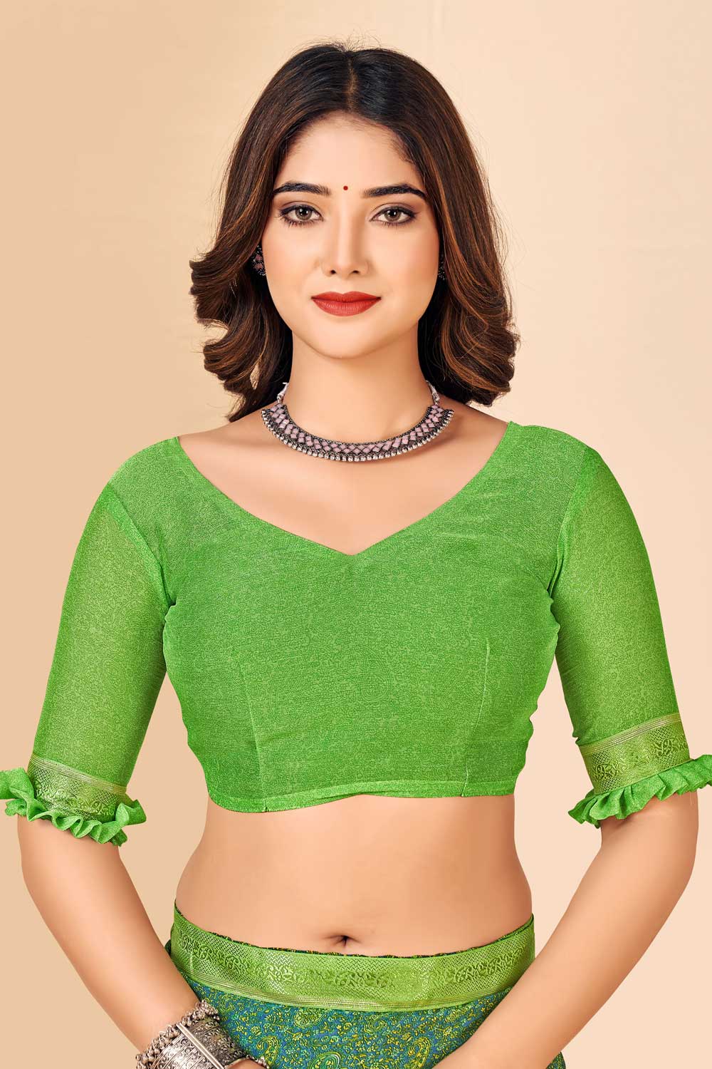 Engaging Green Color Chiffon Saree | Buy Online India