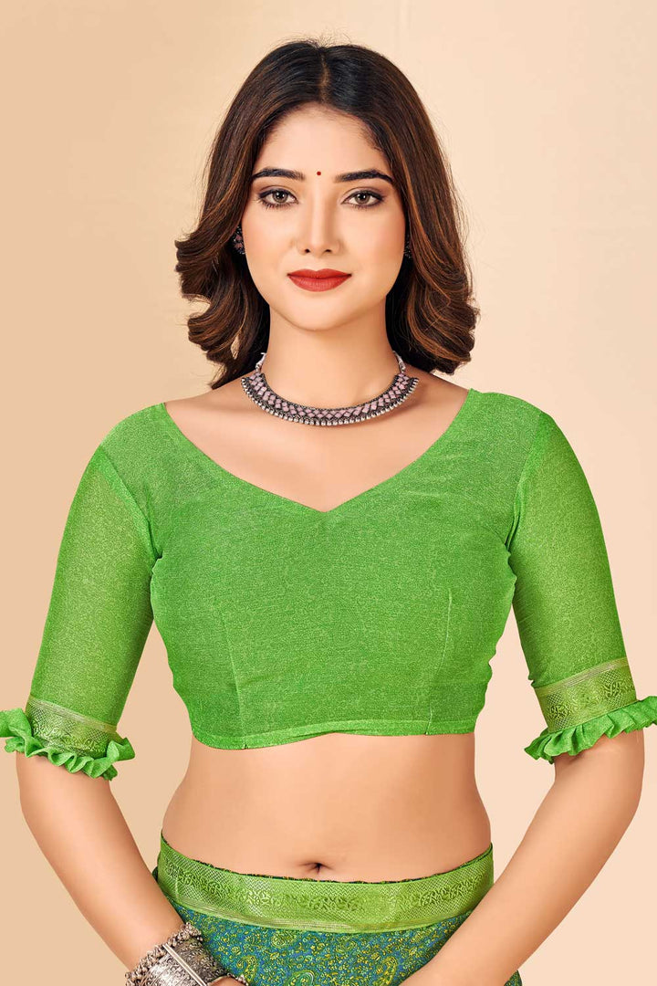 Engaging Green Color Chiffon Saree | Buy Online India