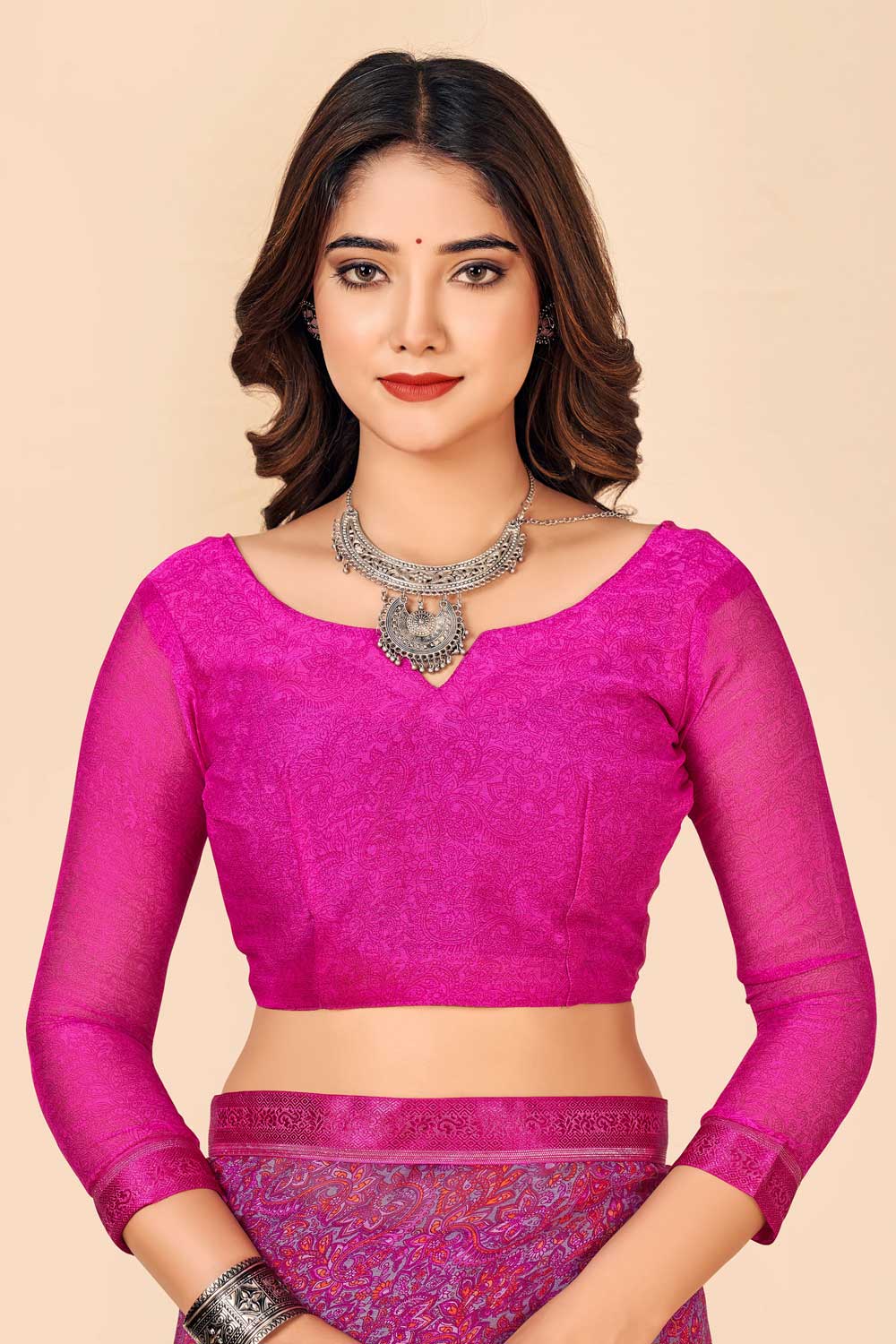 Trendy Pink Color Chiffon Saree | Buy Online India
